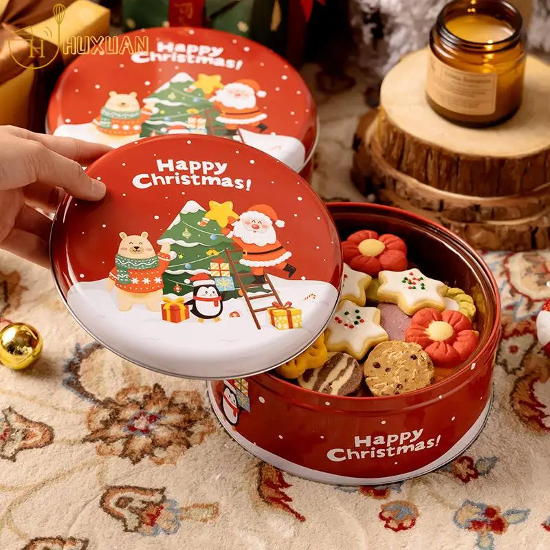 

Декоративные круглые жестяные коробки для конфет и печенья в виде Санта-Клауса