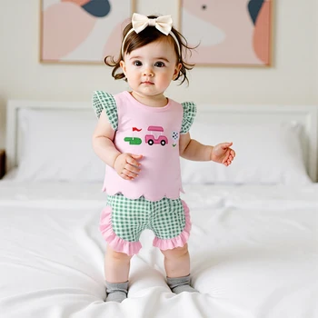 Cute Baby Girl Floral Print Ruffle Sleeve T-shirt and Shorts Set Summer Outfit with Elastic Waistband 2 Piece Toddler Clothes 5