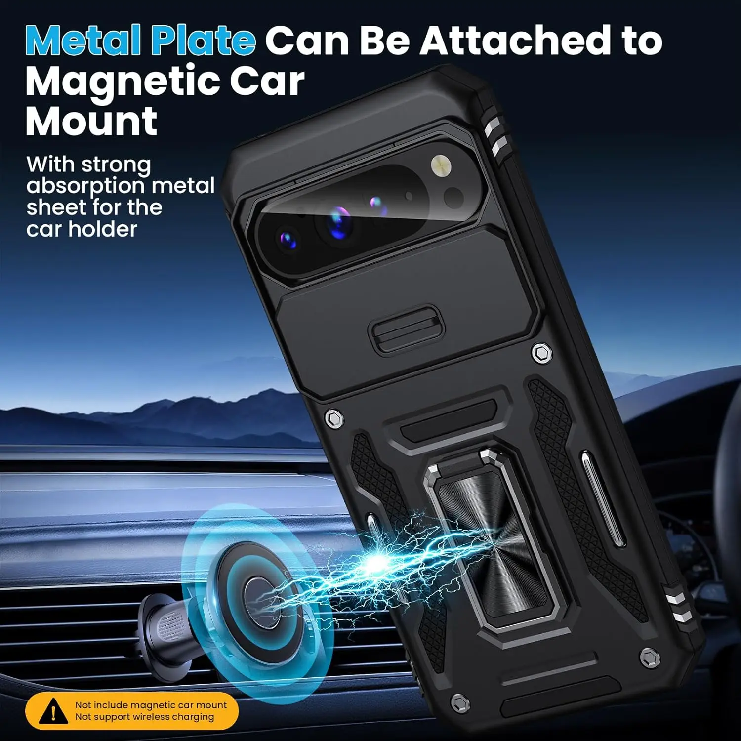 Rugged Shockproof Protective Case with Slide Lens Cover and Kickstand