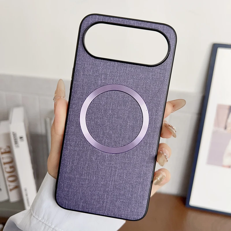 Premium Anti-Slip Woven Cloth Pattern Phone Cover with Magnetic TPU + Hard PC Protection