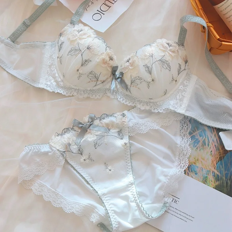 White & Pink Wedding Padded Bra and Panty Set - Bra for Girls