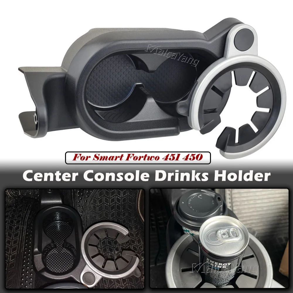 Portabevande Per Smart Fortwo 451 2007-2015 - Doppio Foro, Console Centrale, Nero