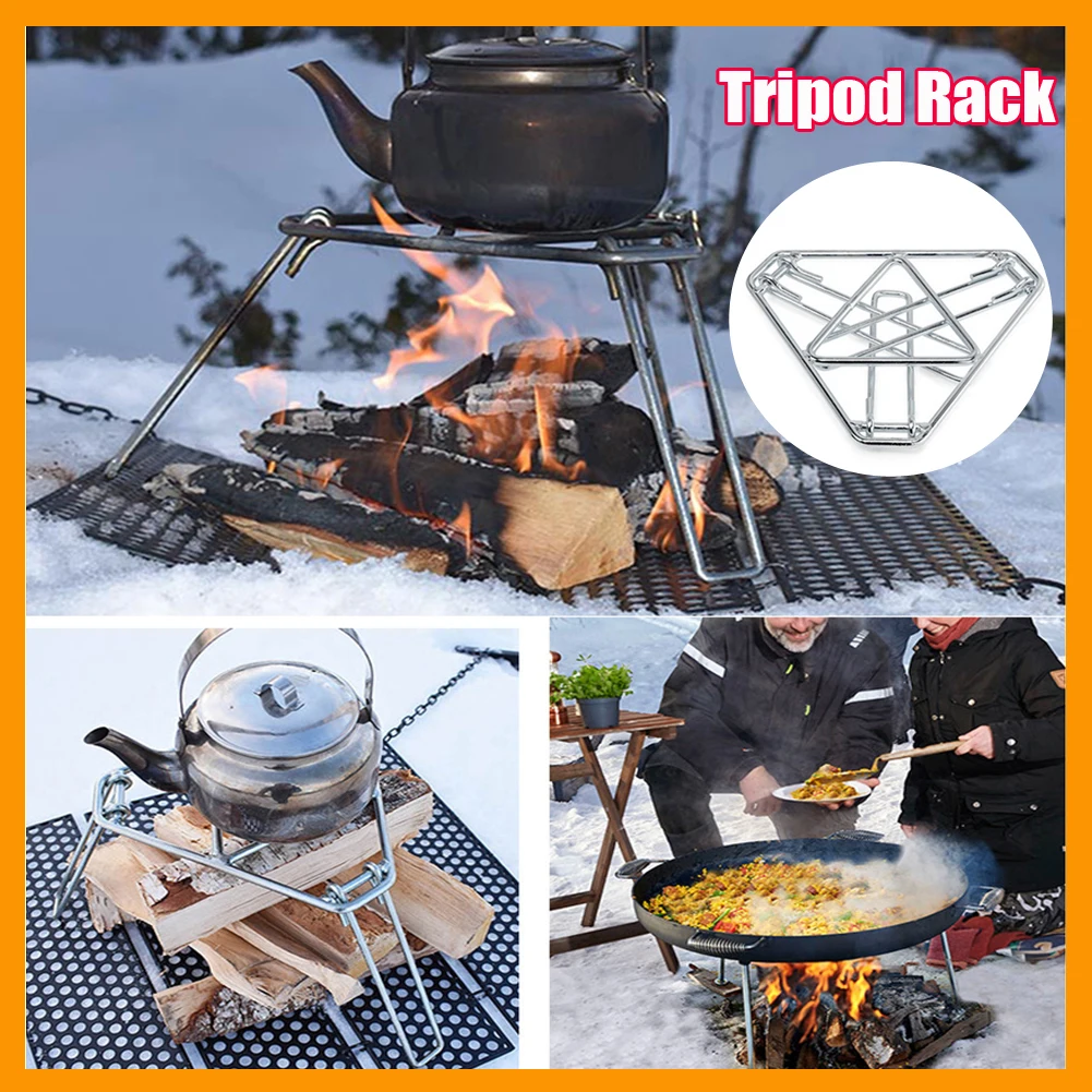 Simple Outdoor Barbecue Tripod Rack Portable Mini Camping Grill Cooking Pot Stove Bracket