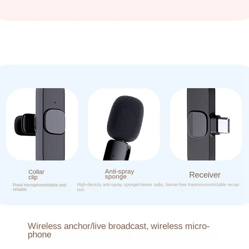 

Беспроводной петличный микрофон, портативный мини-микрофон для записи аудио и видео в реальном времени