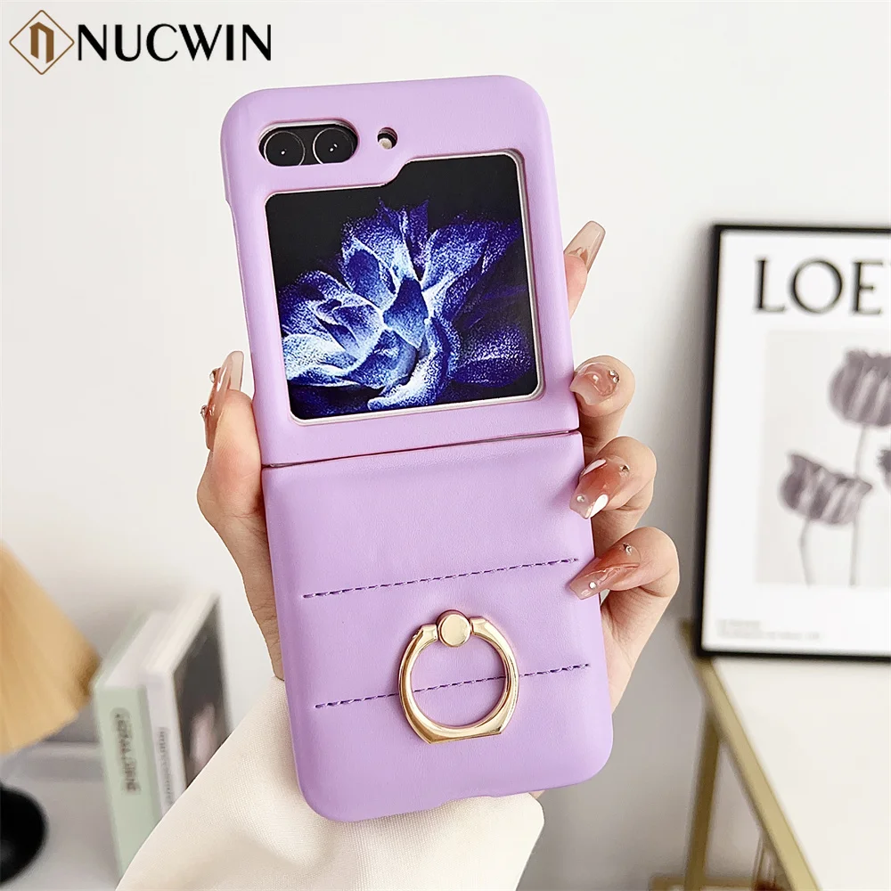 Per Samsung Galaxy Z Flip 5 4 3 Fashion Ring Holder Custodia Rombica Per Samsung Zflip 5 Z Flip5 Flip4 Flip3 Piumino Stand Cover