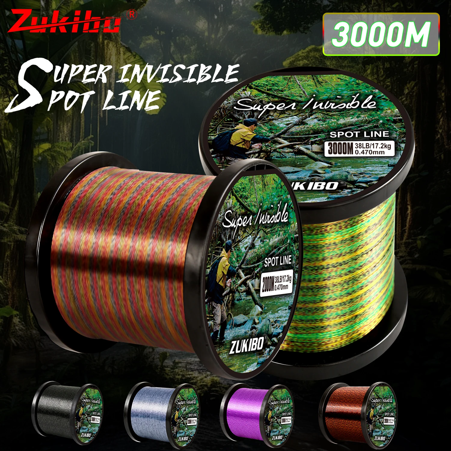 

ZUKIBO 2000m 1000m 500m Invisible Fishing Line Speckle Fluorocarbon Coating Line 0.18mm-0.47mm 2-38LB Super Strong Spotted Line