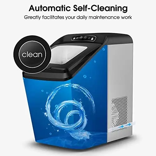 Nugget Countertop Ice Maker - Silonn Chewable Pellet Ice Machine with  Self-Cleaning Function, 33lbs/24H, Sonic Ice Makers - AliExpress