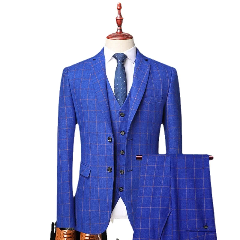 

Boutique (Блейзер + жилет + брюки) мужское деловое элегантное клетчатое облегающее Повседневное платье в итальянском стиле комплект из 3 предметов
