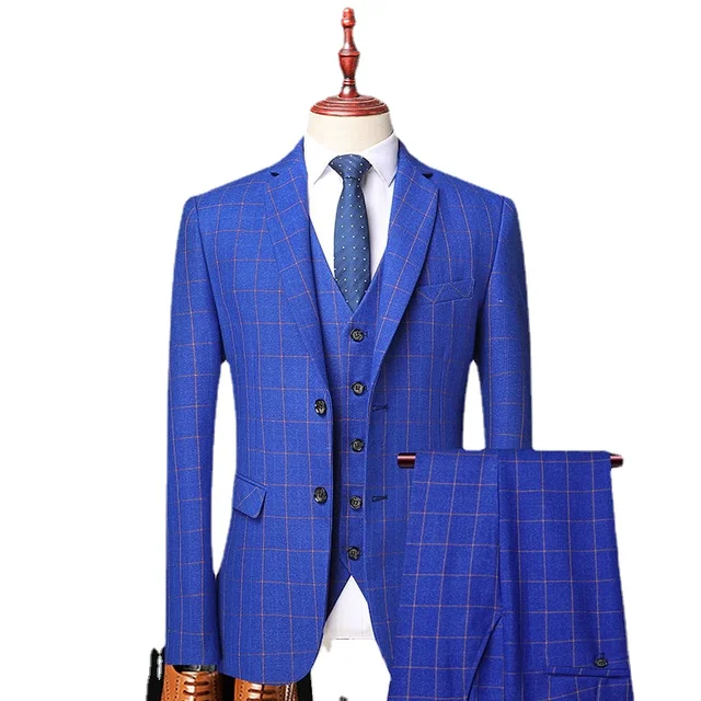 Boutique (Блейзер + жилет + брюки) мужское деловое элегантное клетчатое облегающее Повседневное платье в итальянском стиле комплект из 3 предметов 1