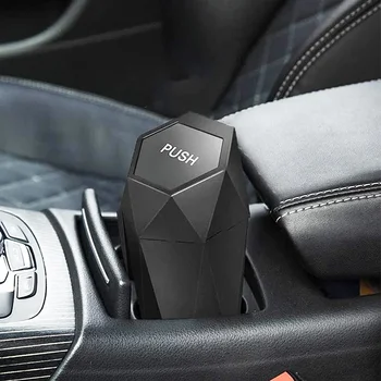 Portable Mini Car Storage Box Car Trash Can With Lid Garbage Waterproof Box Mobile Trash Bin - Image 6