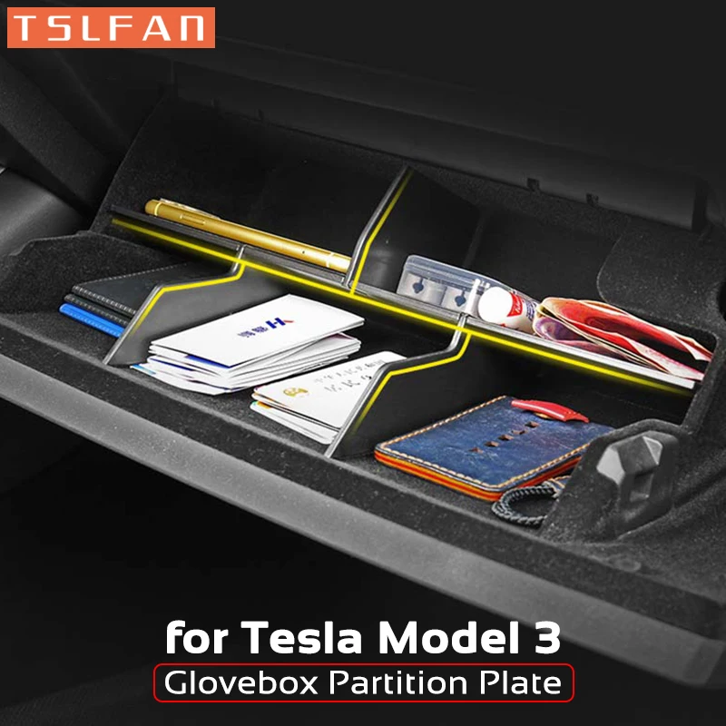 Glove Box Divider Organizer Center Console Storage Partition Plates Glovebox Shelf Car Accessories for Tesla Model 3 car console organizer