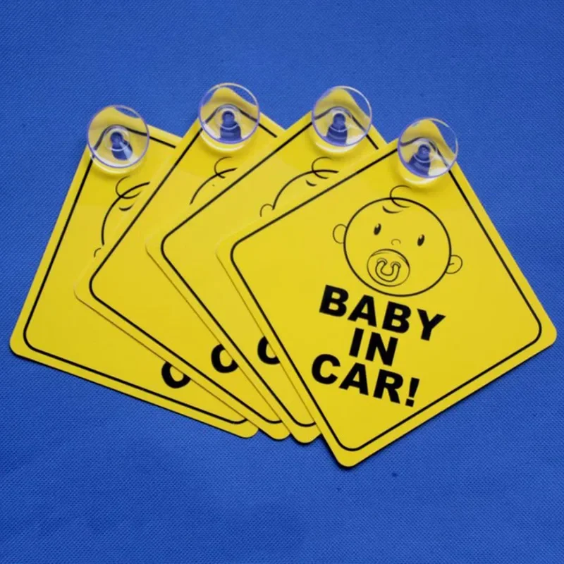 

Yellow/Black Baby On Board Child in Car Warning Safety Suction Cup Window Badge Sticker Waterproof Notice Board