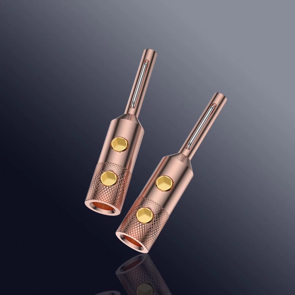 Viborg 하이 퀄리티 퓨어 레드 구리 바나나 커넥터 터미널 플러그 커넥터, 스피커 와이어용 4mm, VB401, 4 개