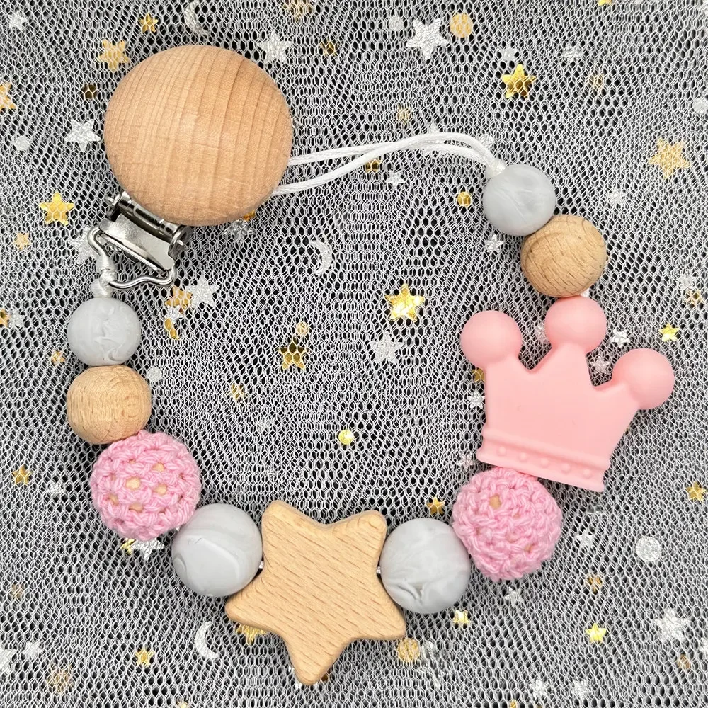 Custom Personalized Name Baby Pacifier Clip Chain Holder for Baby Teething Soother Chew Toy Food Grade Dummy Clips Pacifier Chain Pacifier Clip Pacifier Accessories Teether Clip
