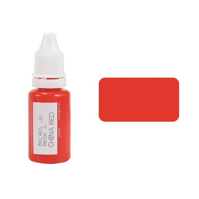 15ml Tattoo Ink Set Permanent Makeup Eyebrow Lips Eye Line Tattoo Color Microblading Pigment for Body Beauty Tattoo Art Supplies China Red