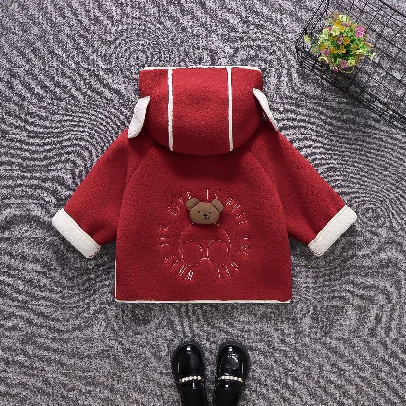 Winter New Red Christmas Party Baby Girl Coat, Fashionable Korean Style Children'S Long Sleeved Clothes (1-4 Years Old)