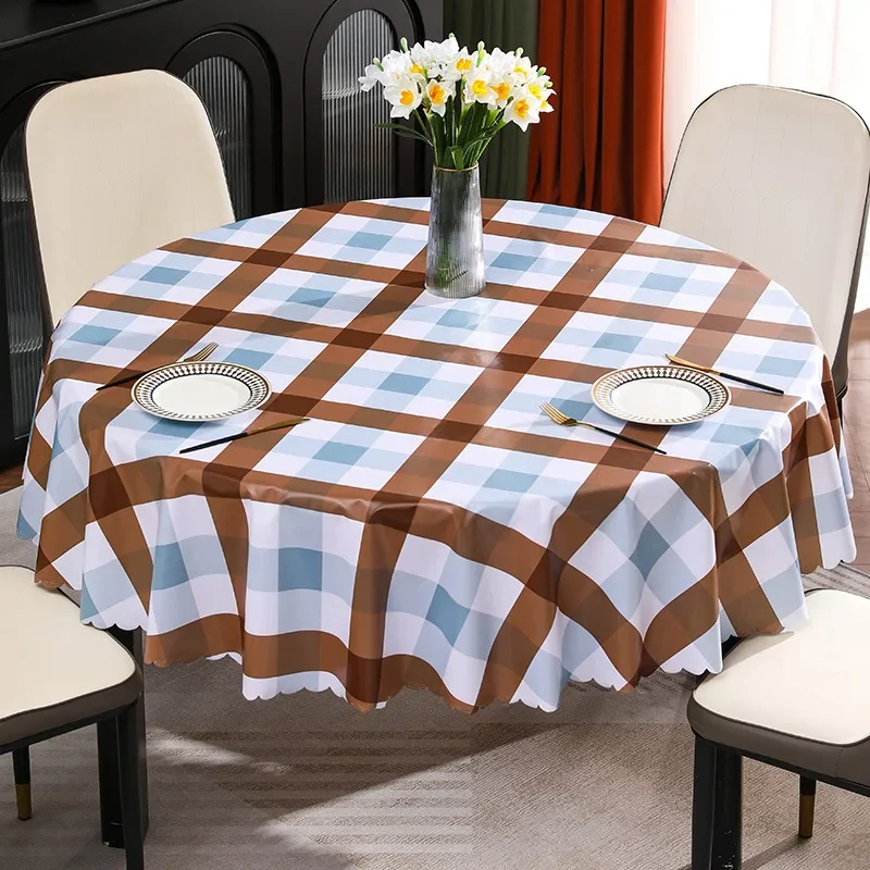 

2024 Round fashion high class waterproof tablecloth yellow