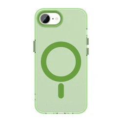 Luxury Shockproof Magnetic Matte Clear Case Cover with Wireless Charging Capability for iPhone 17 e (Green)
