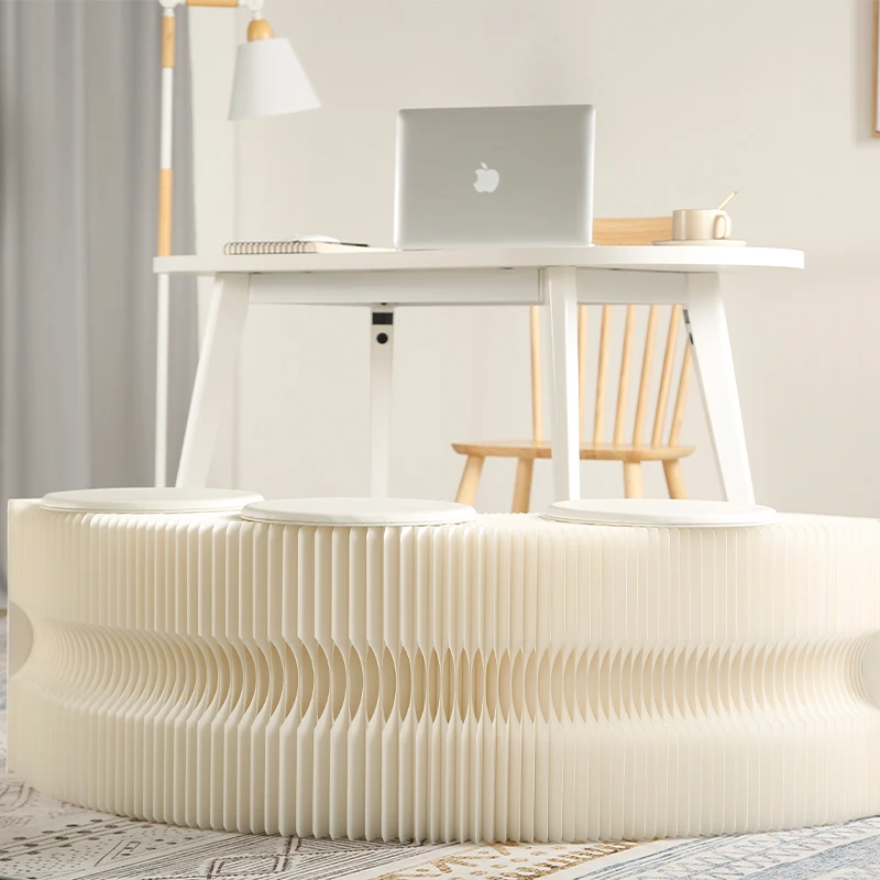 Paper Shoes Replacement Seat Stool Folding Retractable Stool Creative Multi-Functional Bedside Organ Bench Home Furniture