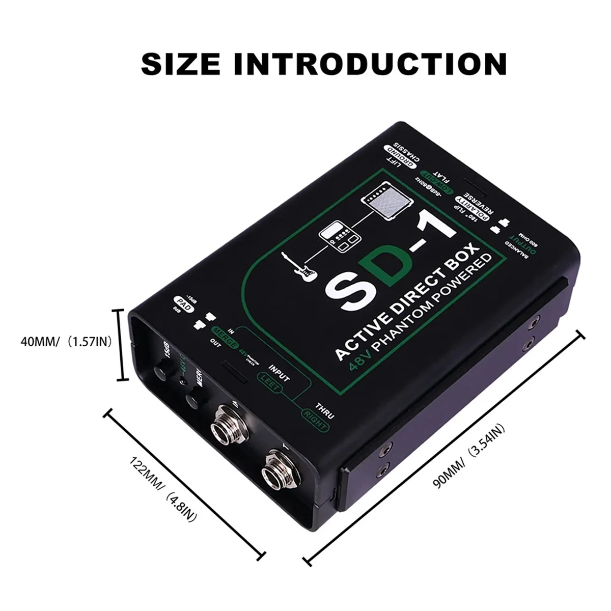 SEMOIC Professional 48V SD-1 Box Professional Guitar Instrument Mono DI Box Active Series Effect Device Active Direct