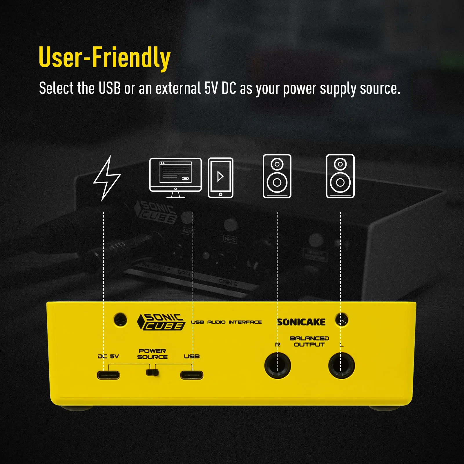 Sonic Cube Dual-Channel Professional Audio Interface High-Quality Analog Preampl