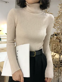 Womens 2025 Autumn Winter Tops Turtleneck Sweater Korean Slim Women Pullover Jumper Knitted Sweater Pull Femme Hiver Truien