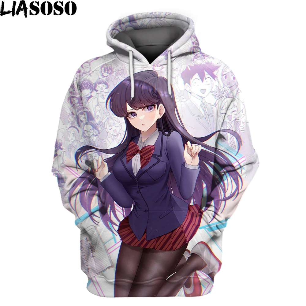 LIASOSO 3D Print Hoodie Preppy Anime Girls Sweatshirt Casual
