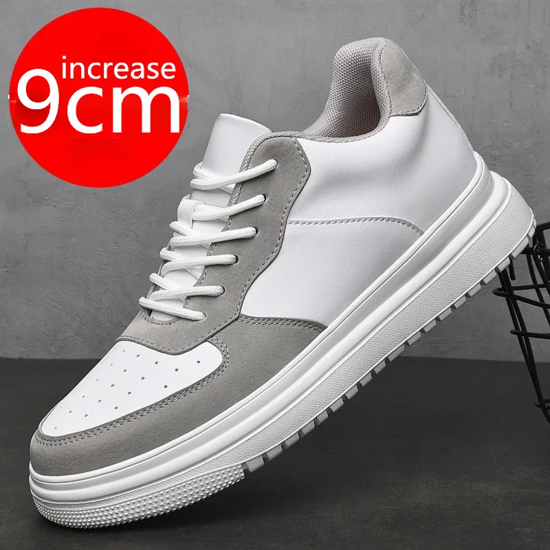 

Increase 9cm Spring Sports Male Inner Heightening Men Elevator Shoes Invisible Increasing Shoe Male Leisure White Shoes Sneakers