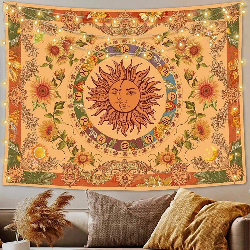

Mandala Tapestry Black White Sun and Moon Tapestry Wall Hanging Tarot Hippie Wall Rugs Room Home Decoration Dorm Decor Blanket