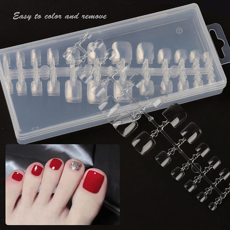 240Pcs Platz Falsche Kappe Nägel Volle Abdeckung Matt/Klar Presse auf Gefälschte Zehennagel Kunststoff Fuß Nail art Tipps maniküre Werkzeuge – Detail 2