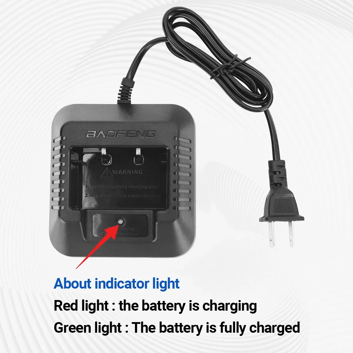 

Baofeng M-5R Original EU/US Charger Cable Charger with Indicator Light for Two Way Radio UV-5R UV-5RA UV-5RB Series