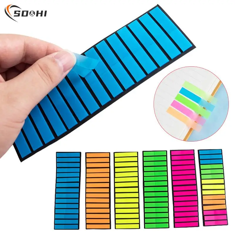 

200/300Pcs Color Stickers Transparent Fluorescent Index Tabs Flags Sticky Note Stationery Children Gifts School Office Supplies