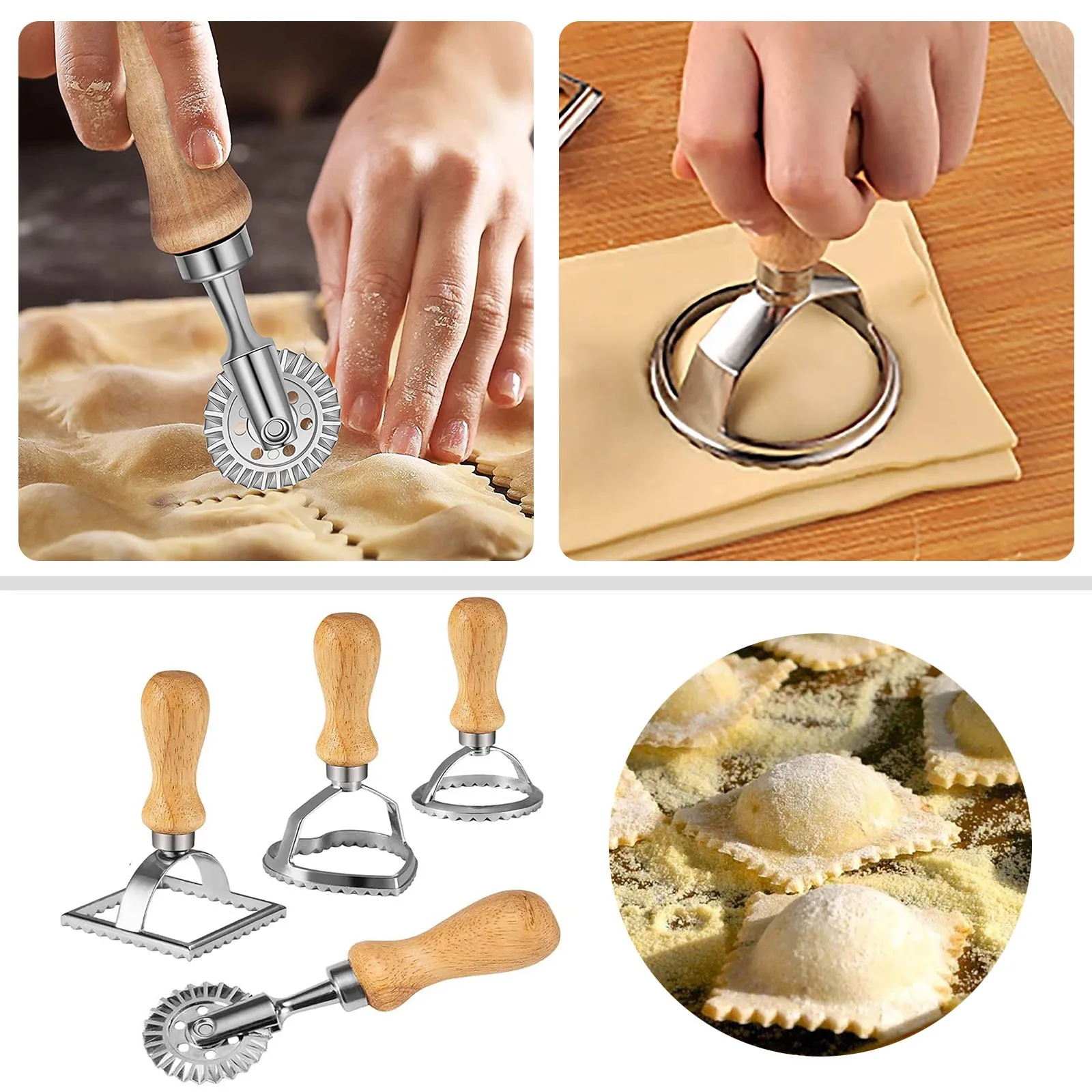 Square Round Ravioli Pasta Cutter Stainless Steel Ravioli Cutter Set ...