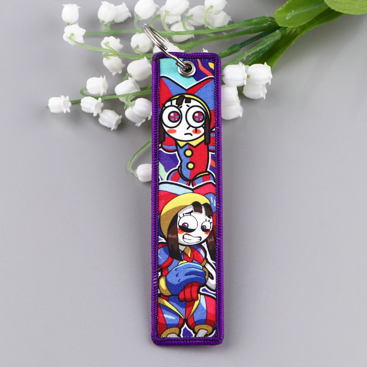 

Amazing Digital Circus Embroidery Key Fobs Key Tags Keychains for Women Car Key Chains Keyring Cosplay Accessories Chaveiro Gift