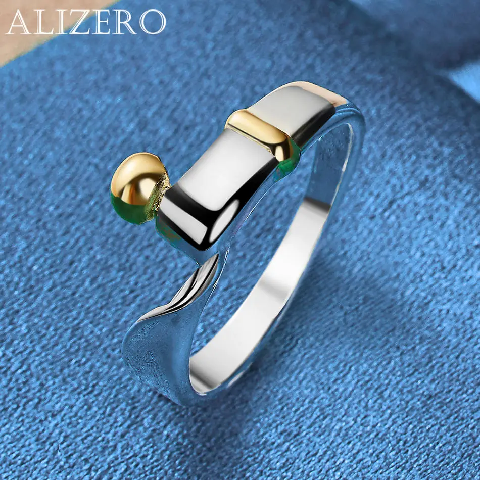 Alibaba Rings ALIZERO 925 Sterling Silver Rings Gold Bead Ring For Women Men Wedding ...