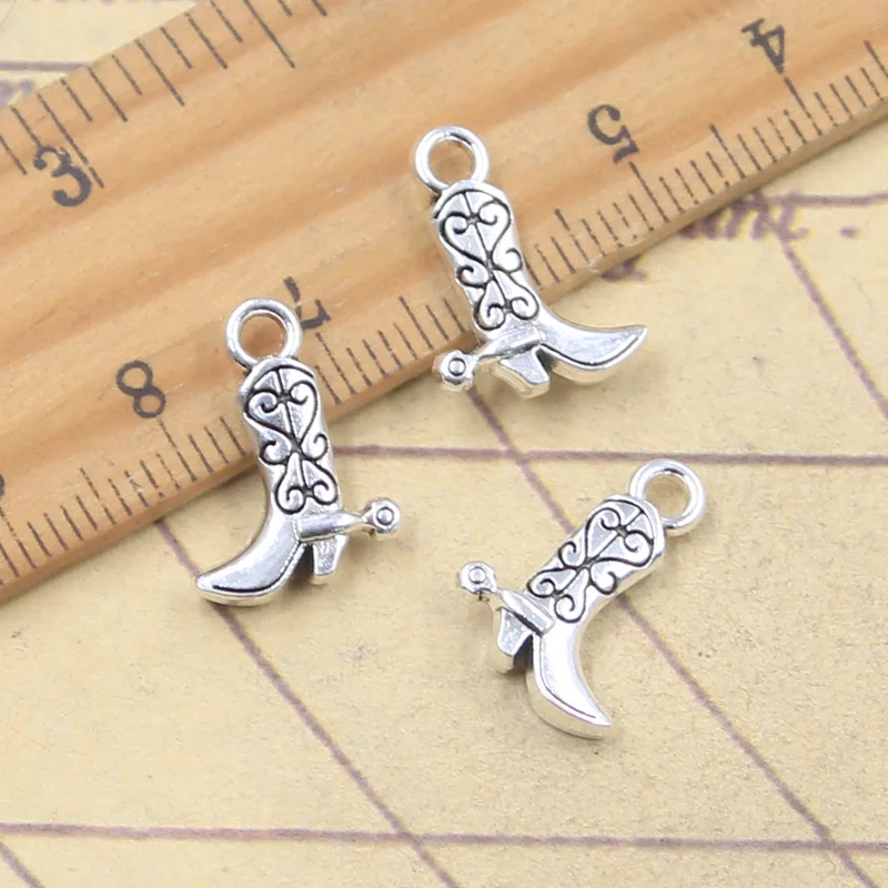 20 Stück Charms Stiefel Schuhe 16x12mm Antik Silber Farbe Anhänger Herstellung DIY handgemachte tibetische Schmuck finden