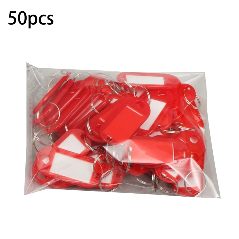 50 Pcs/Set Keychain Label Tags Keys Tags with Split Ring and Label Window Luggage Tags Practical Keys Identifiers