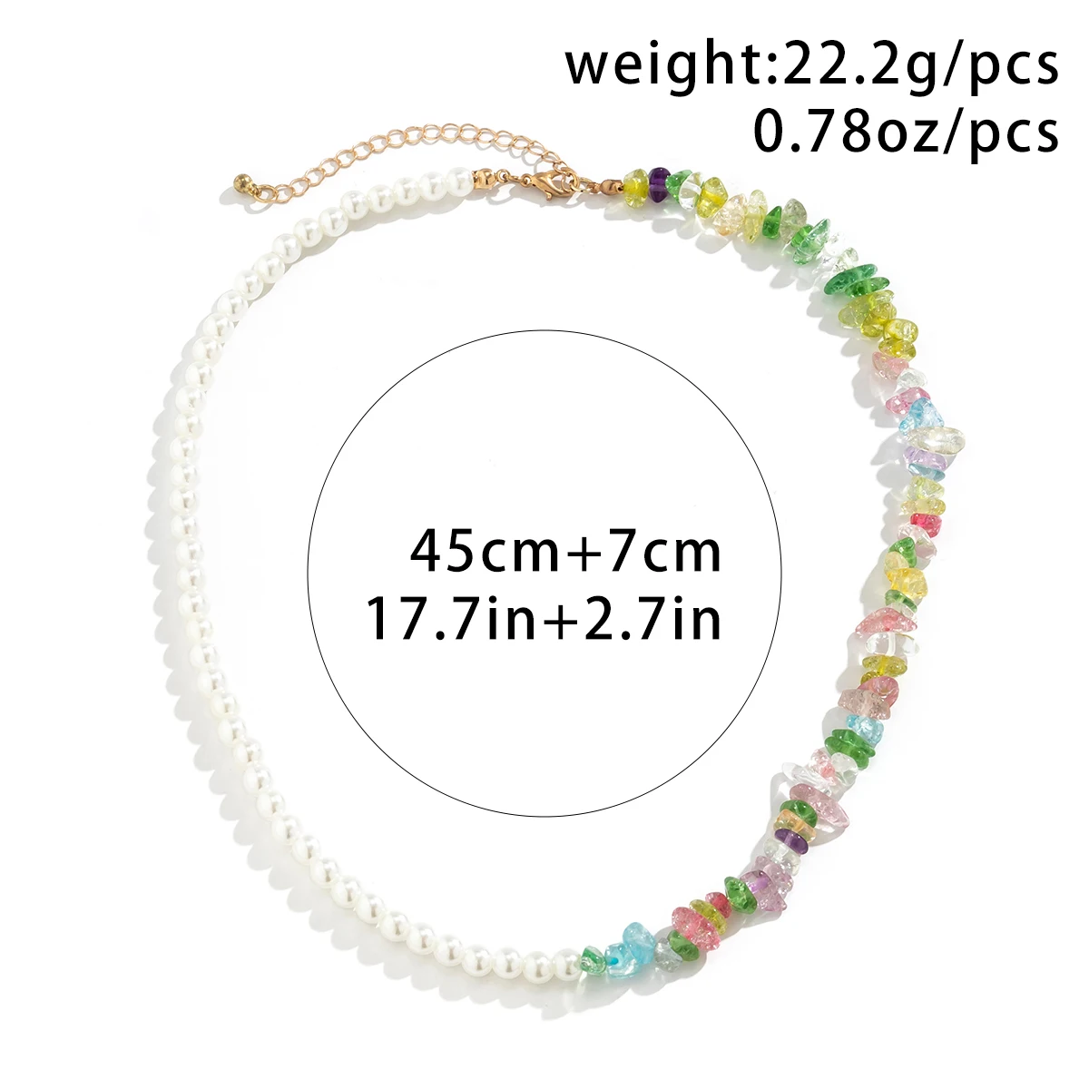 KunJoe Men's Transparent Colorful Irregular Glass Crystal