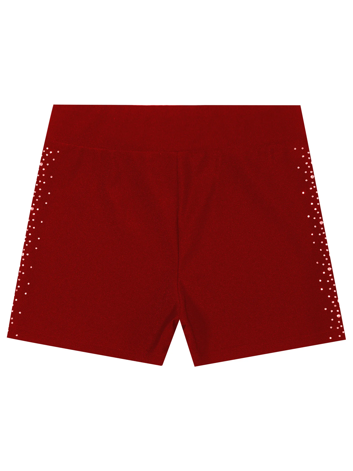 어린이 여아 스포츠 반바지, 체조 운동 짧은 바닥, 반짝이는 라인스톤 반바지, V 프론트 레깅스, 어린이 스포츠 복장