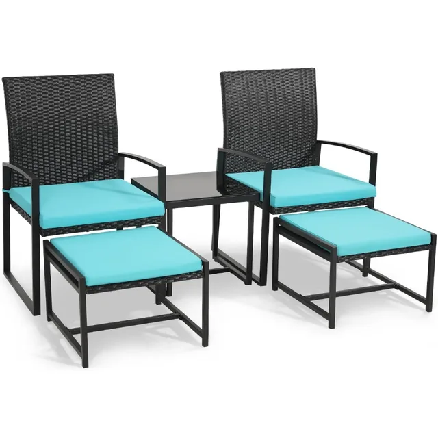 5-Piece Wicker Patio Conversation Set, 1