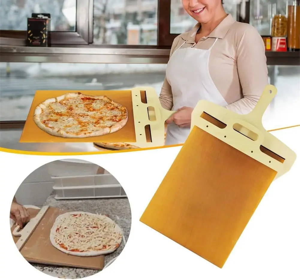 Sliding Pizza Peel Non-stick Wooden Pizza Transfer Shovel with Handle  Baking Tool Pizza Tray Baking Tool Kitchen Accessories
