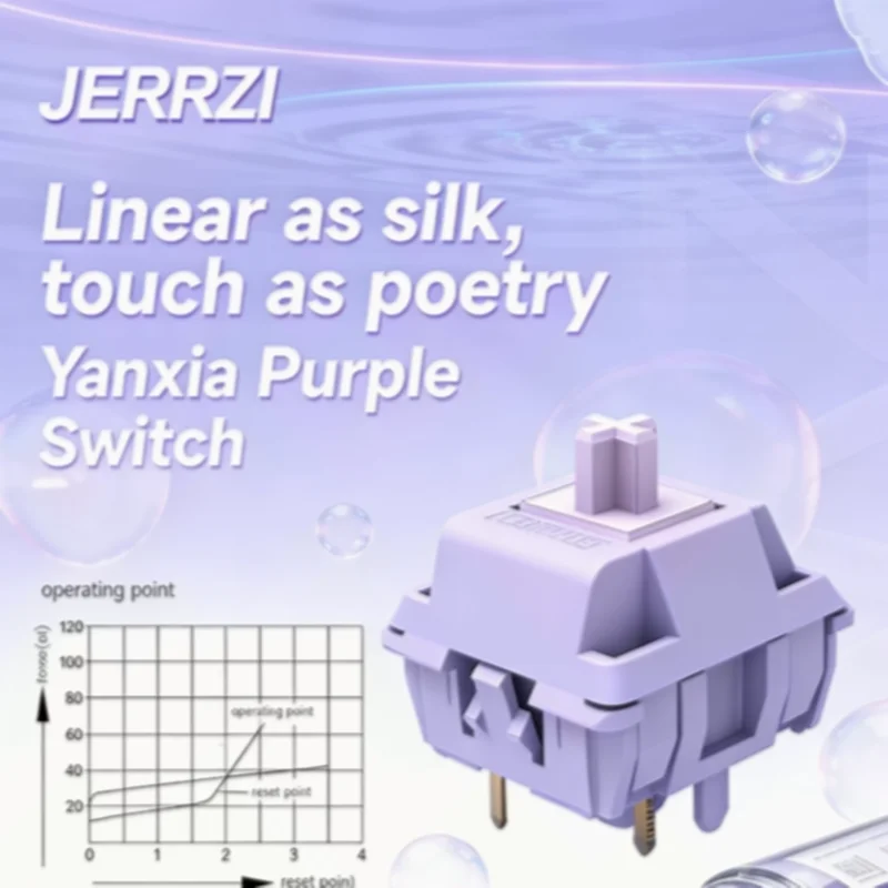 JERRZI 미스티 퍼플 사일런트 스위치 리니어 사일런트 스위치 5핀 37g 45g POM DIY 게이머를 위한 맞춤형 기계식 키보드 액세서리