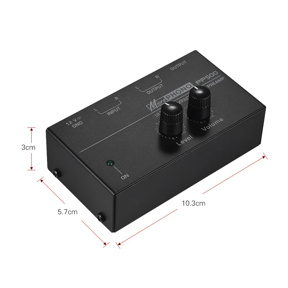 

Ultra Compact PP500 Phono Preamplifier with Black Rubber Turntable Amplifier RCA Output and Low Noise Preamplifier