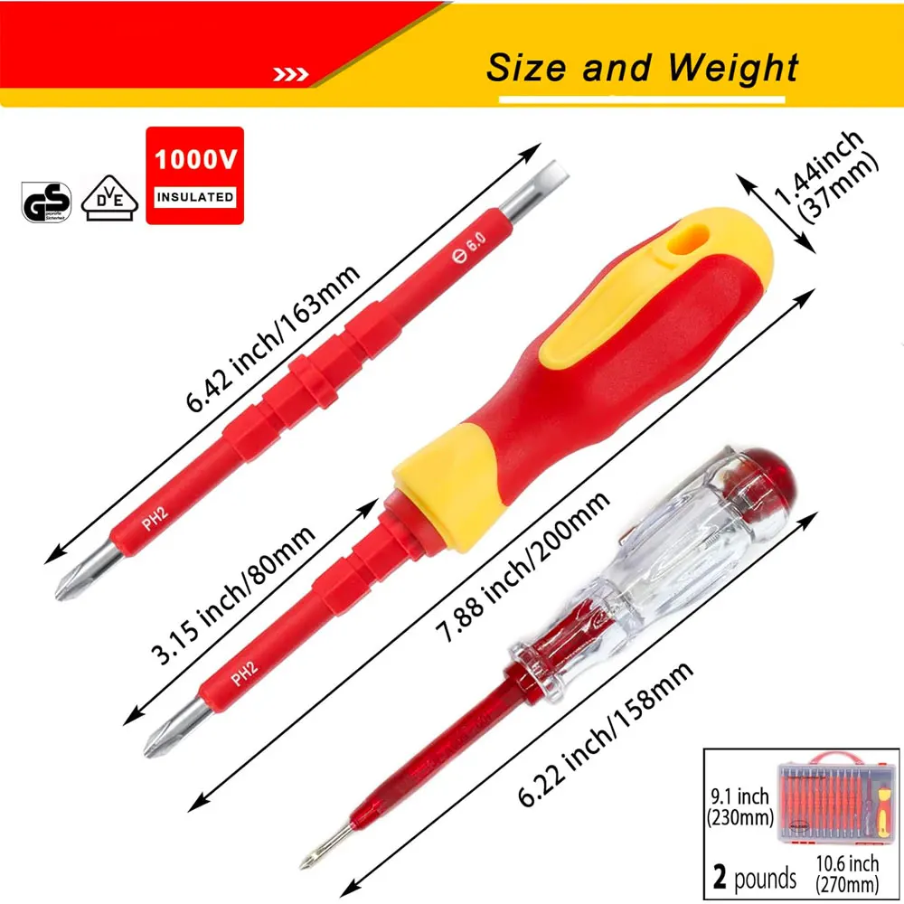26 in 1 1000V Insulated Screwdriver Set for Electrician Professional Tools Magnetic Screw driver Bits Insulation Hand Tools 5