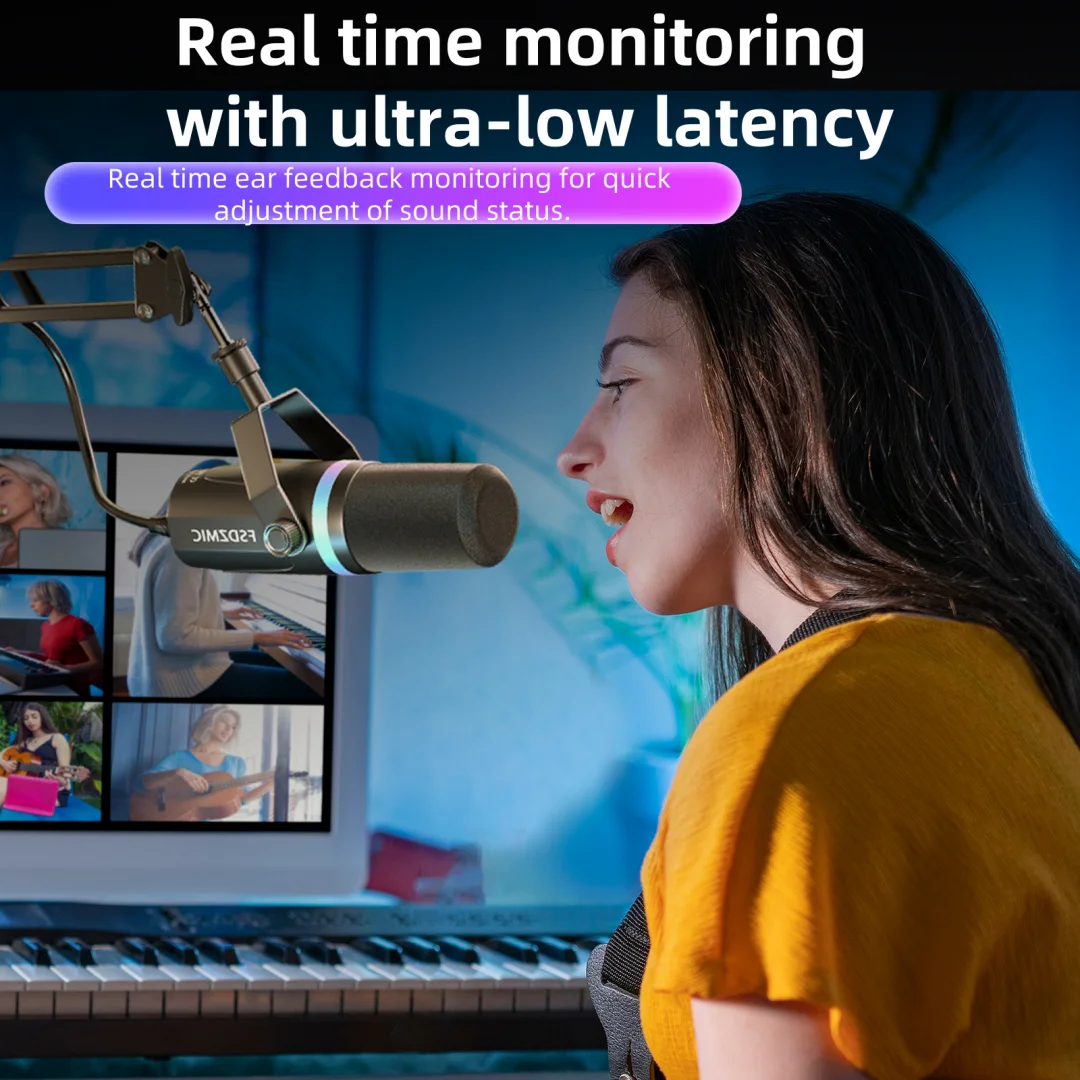 ميكروفون ديناميكي USB/XLR مع مخرج سماعة رأس مدمج و...