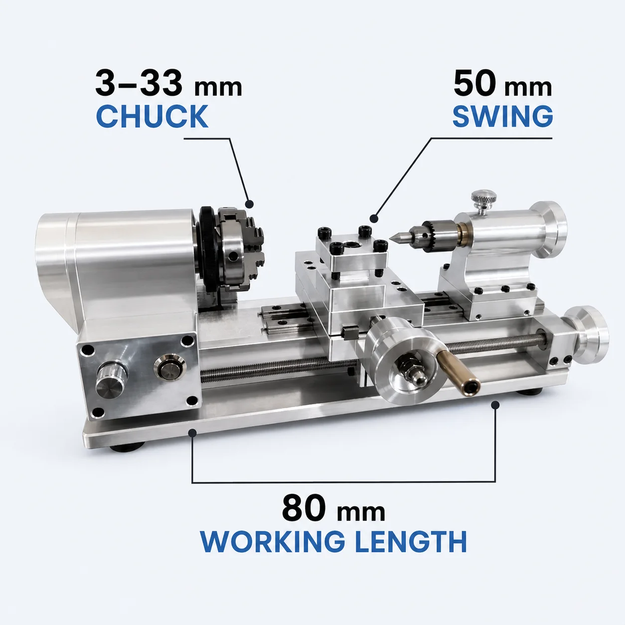 Mini Tornio in Metallo 24V 30W a Velocità Variabile con Mandrino a 3 Griffe per Modellismo Fai-da-Te - immagine 4