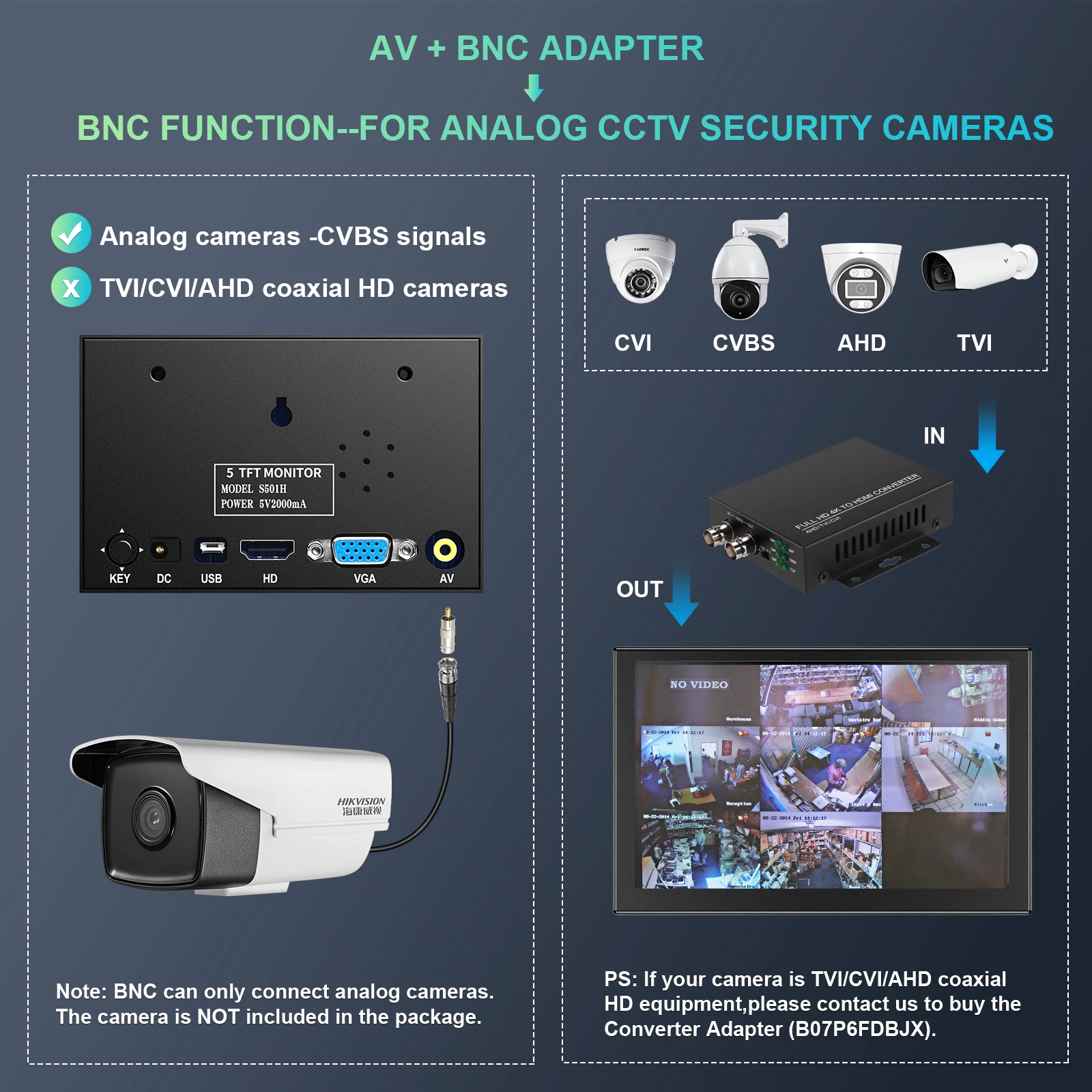 Eyoyo ̴ Ʈ ڵ Ĺ ,  ī޶ LCD ȭ, HDMI VGA BNC   巹Ʈ ÷, 5 ġ