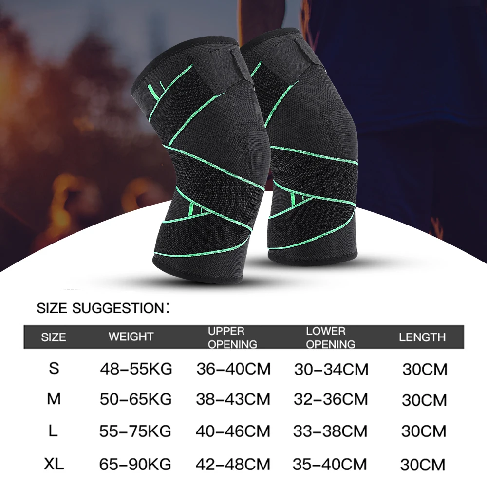 2 PC Outdoor Sports Knee Pads Four Seasons Nylon Breathable Straps Compression Support Joints Convenient Double Protective Sleev