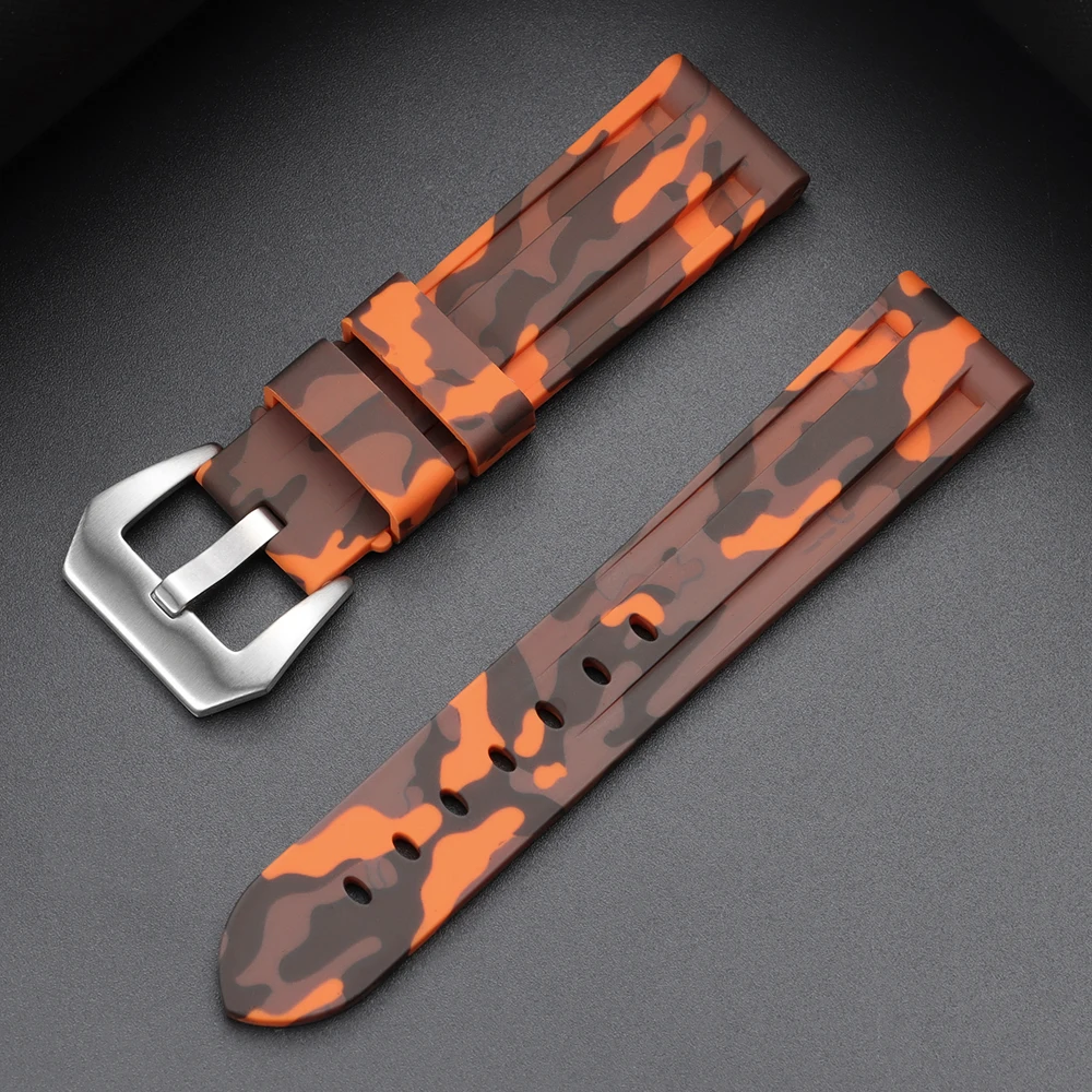 Stitching Sports Silicone Watchbands - Soft Comfortable Rubber Strap in Blue, Black, and Brown