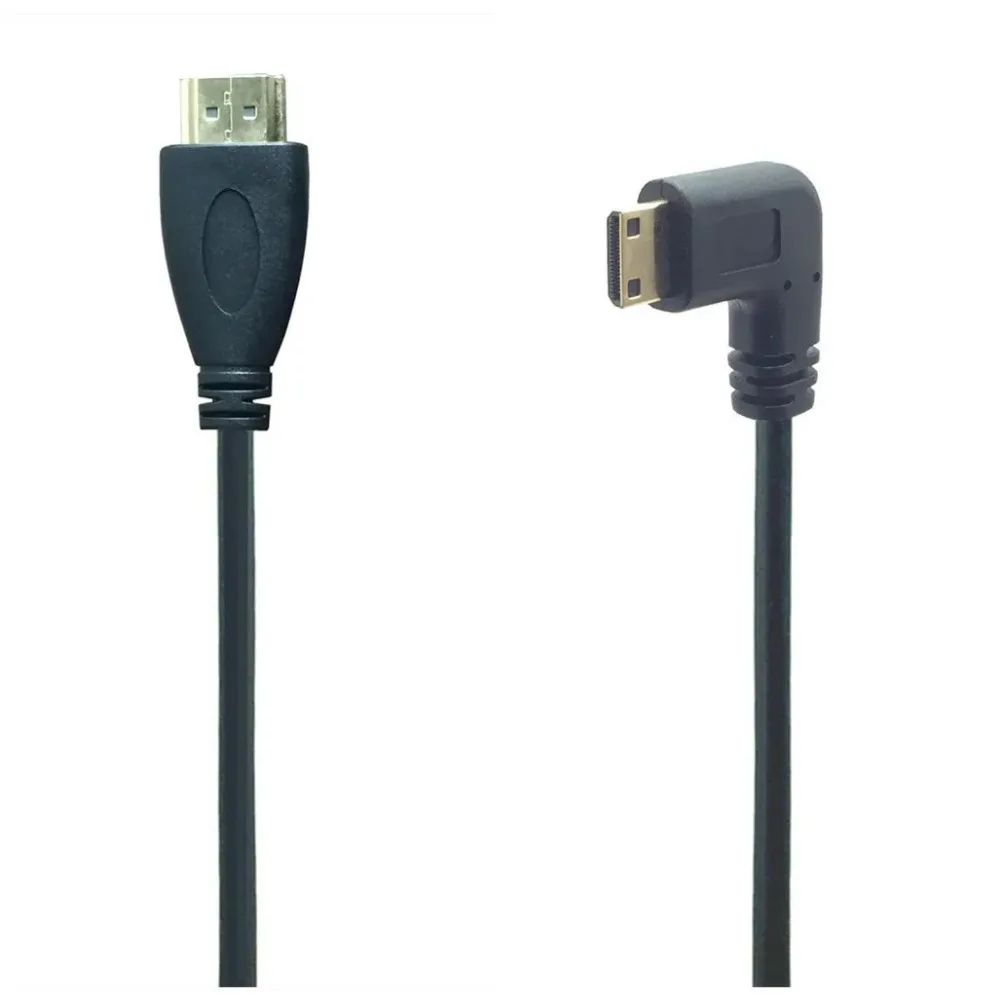 카메라 모니터 프로젝터 노트북 TV용 미니 HDTV 케이블, 90 도 왼쪽 오른쪽 각도, C 타입에서 A 타입, 0.5m, 50 개/로트